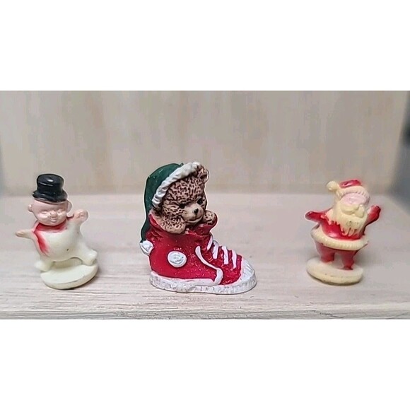 Vintage Set Of 6 Christmas Miniature Figurines Diorama Santa Snowman Ect... - Picture 5 of 5